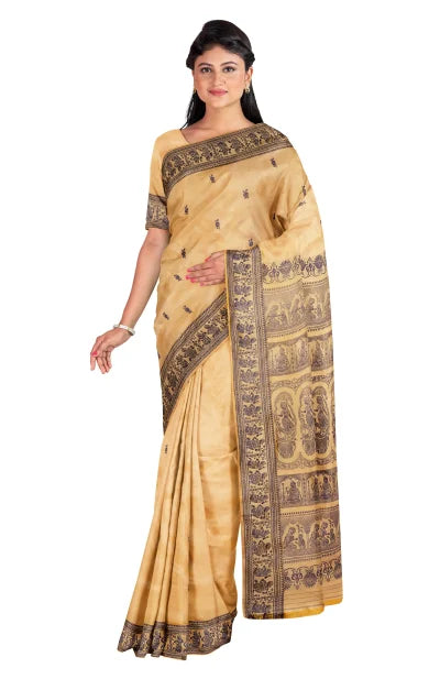 Baluchari Silk Saree – Beige - Retail Maharaj