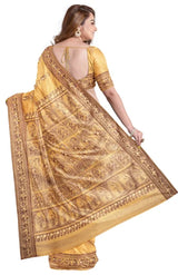 Baluchari Silk Saree with Mina Work – Sandal - Retail Maharaj