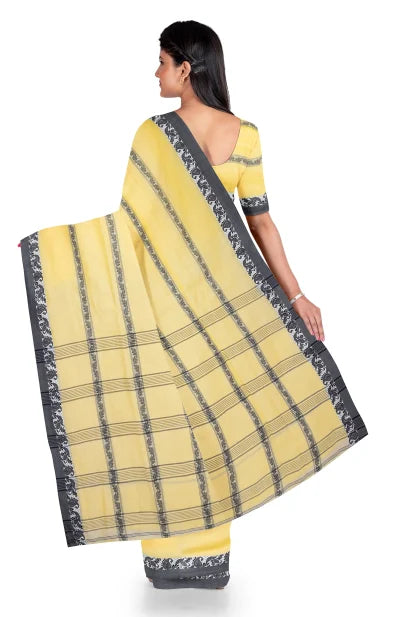 Santipuri Cotton Saree – Pastel Yellow - Retail Maharaj