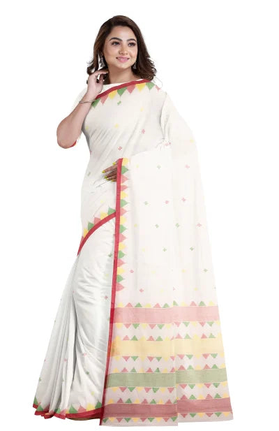 Tangail Cotton Saree – White - Retail Maharaj