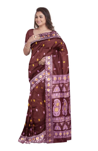 Baluchari Silk Saree – Rich Purple - Retail Maharaj
