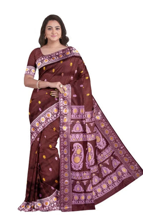 Baluchari Silk Saree – Rich Purple - Retail Maharaj