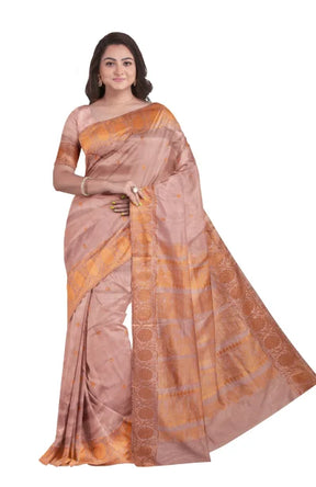 Baluchari Silk Saree – Pink Peach - Retail Maharaj