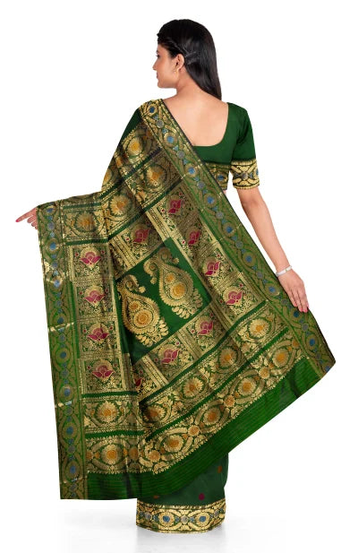 Baluchari Silk Saree – Green - Retail Maharaj