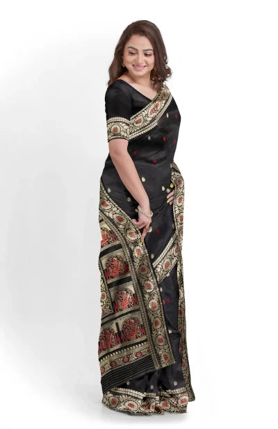 Baluchari Silk Saree – Black - Retail Maharaj