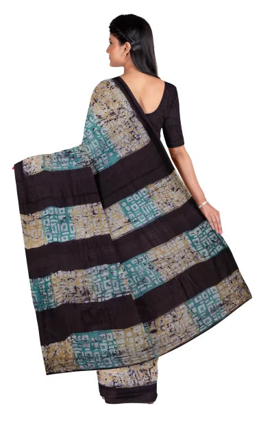 Batik Tussar Silk Saree – Multi Colour