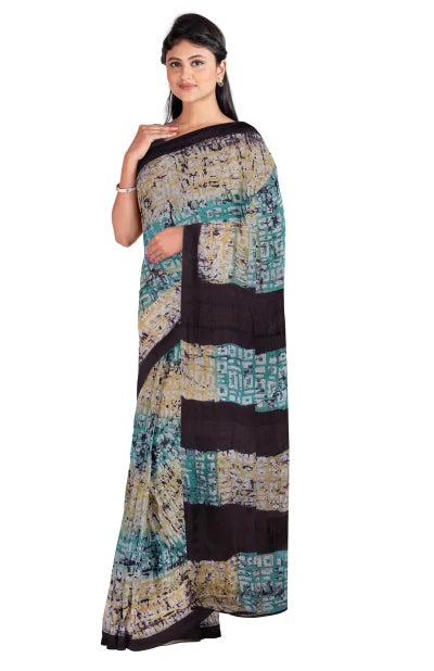 Batik Tussar Silk Saree – Multi Colour