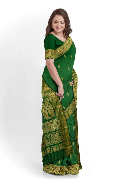 Baluchari Silk Saree – Green - Retail Maharaj