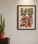 Authentic Gond Painting – Deer and Tree of Life Handmade Tribal Folk Art (11 × 15 Inch)
