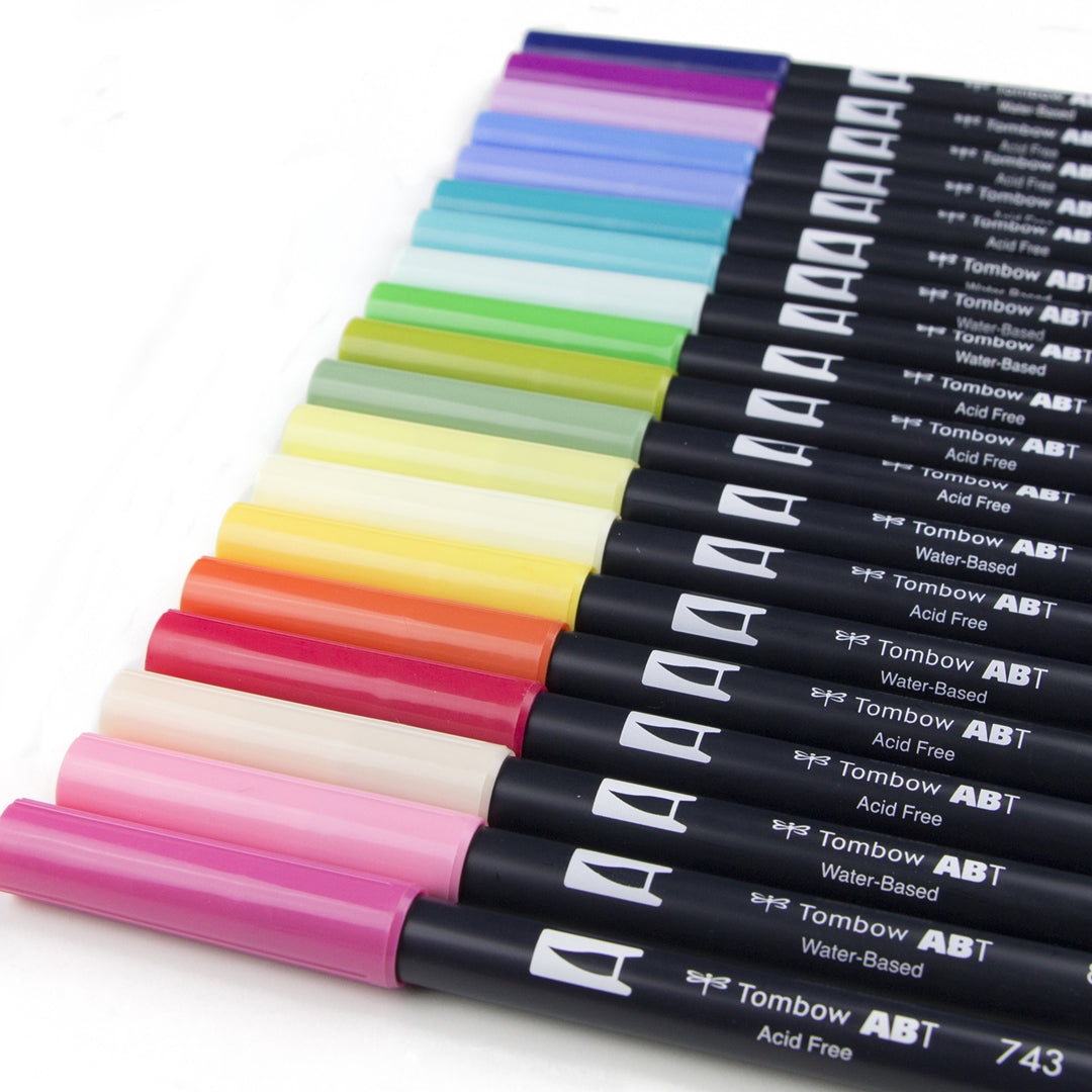 Tombow Dual Brush Pen Set – Floral Palette (20 Colours with Blender)