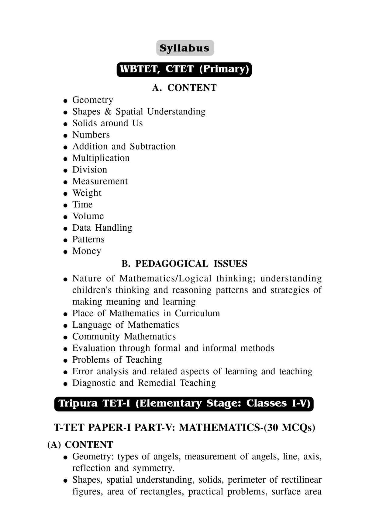 Tripura TET (I) Mathematics [WBTET, CTET (PRIMARY)] - Retail Maharaj