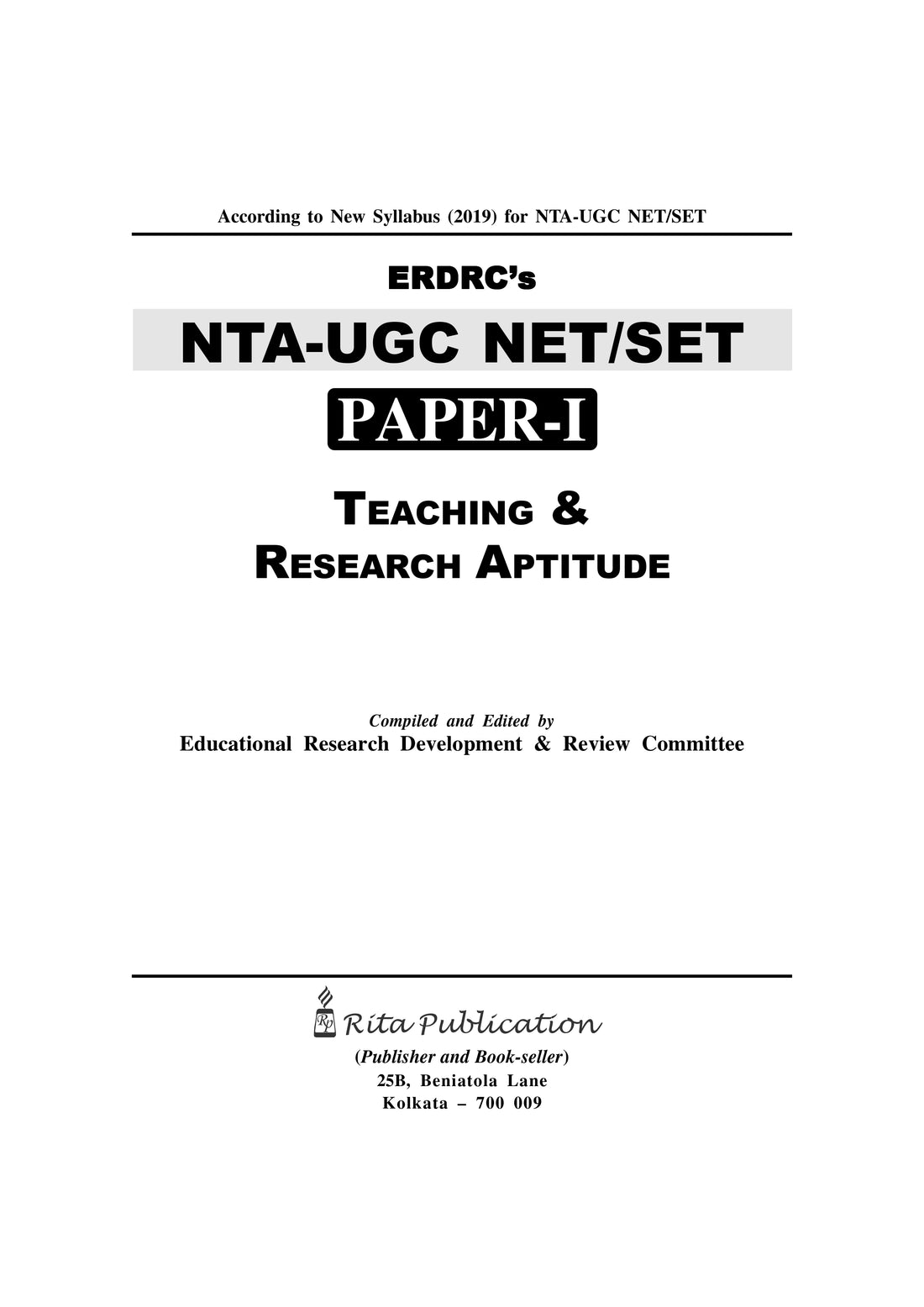 ERDRC’s NTA-UGC NET/SET PAPER-I TEACHING &amp; RESEARCH APTITUDE