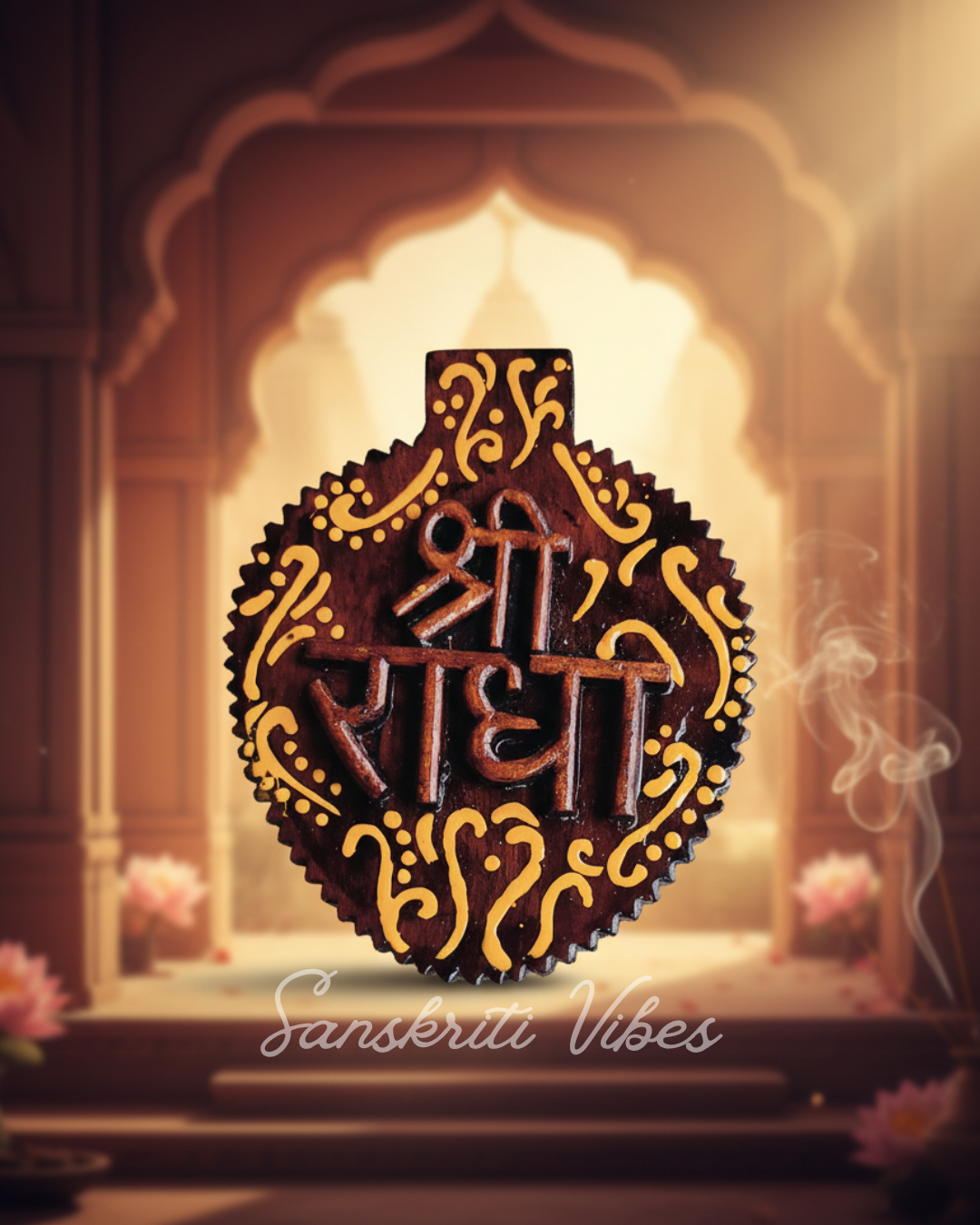Keli Kunj Radhavallabh Hit Harivansh Naam Sewa – 4×5 Inch Rama Tulsi Plaque from Brij Vrindavan