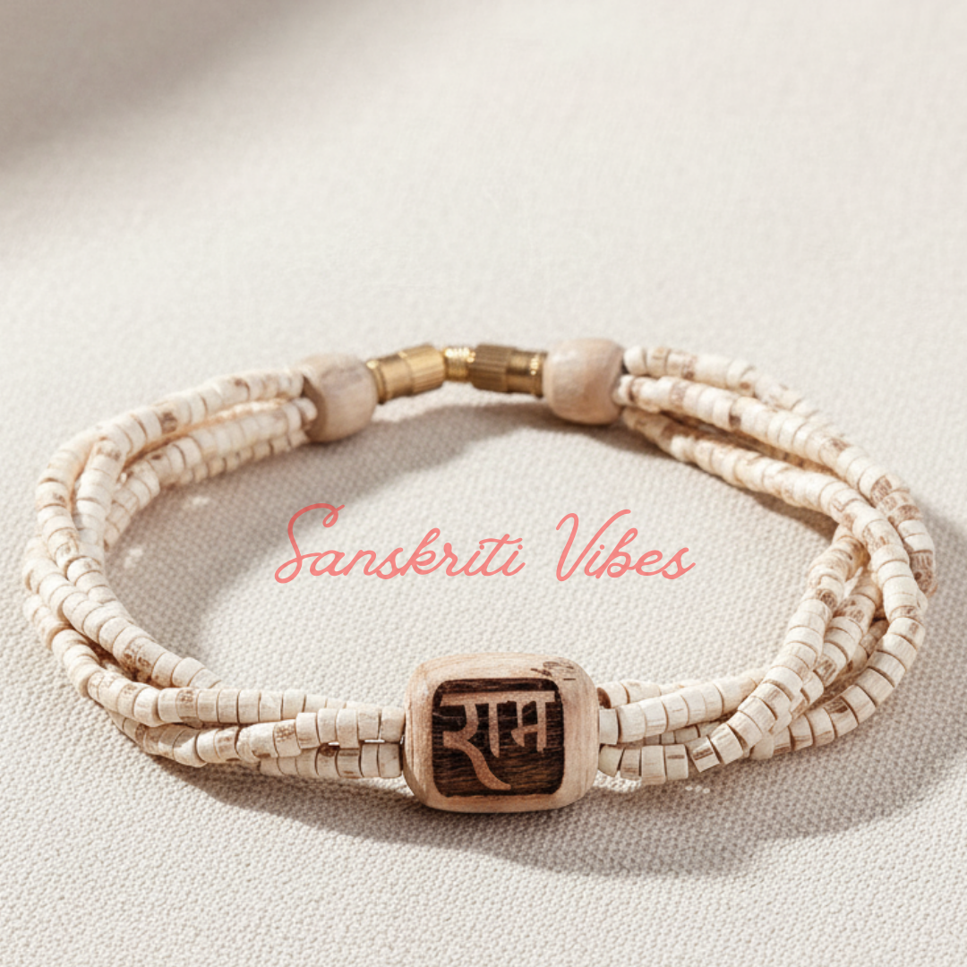 Ram Tulsi Beads Triple Layer Twisted Bracelet | Original Shyama Tulsi Mala Bracelet for Daily Wear & Spiritual Protection