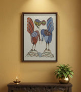 Authentic Gond Painting – Vibrant Love Birds Indian Tribal Art Handmade Folk Art (11 × 15 Inch)