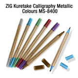 ZIG Kuretake Calligraphy Metallic Colours MS-8400 – Twin Tip Calligraphy Pens (Open Stock) - Retail Maharaj