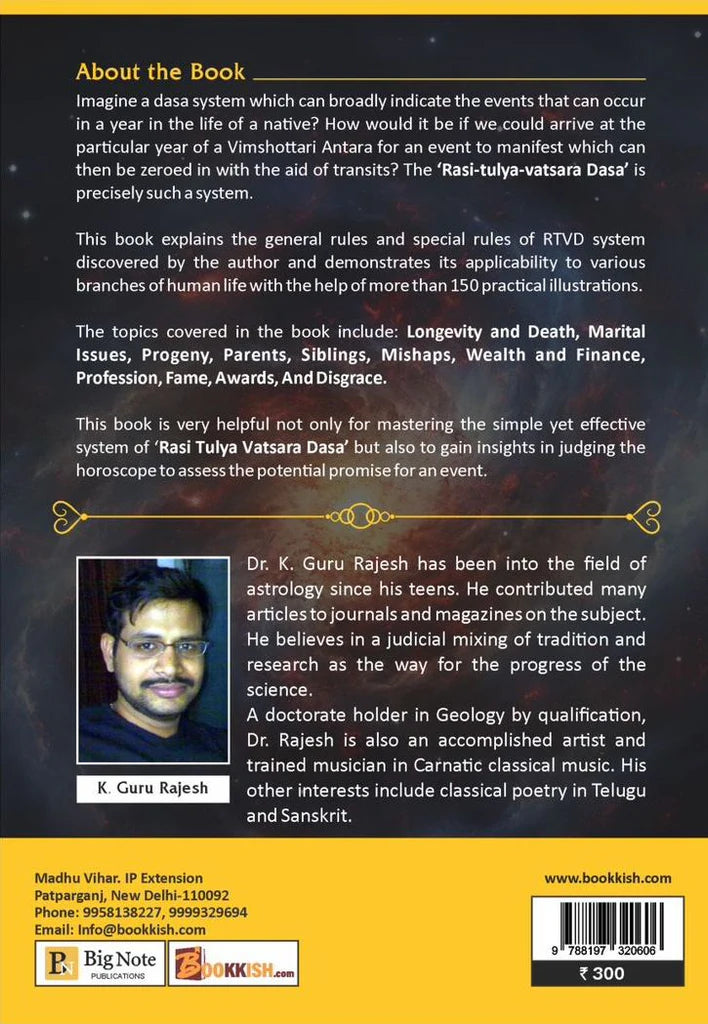 Rasi Tulya Vatsara Dasa:  A Simple and Unique Method of Timing Events [English] By K Guru Rajesh - Retail Maharaj