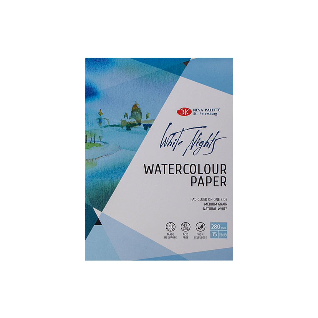 White Nights Watercolour Pad, 100% Cellulose Natural White- 280gsm