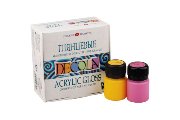 Decola Gloss Acrylic Colour Set 20ml x 9 Shades Made in Russia - Retail Maharaj