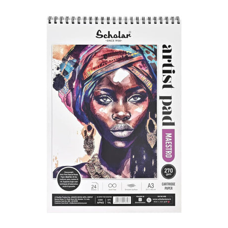 Scholar Maestro Wire Bound Artist Sketchbook 270 GSM Heavyweight Paper Pad - Retail Maharaj