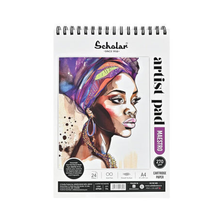 Scholar Maestro Wire Bound Artist Sketchbook 270 GSM Heavyweight Paper Pad - Retail Maharaj