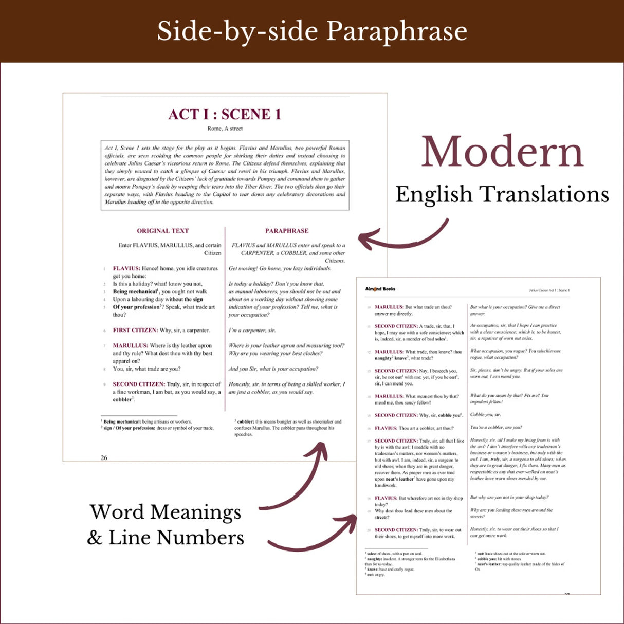 Almond Books ICSE Class 9 & 10 Julius Caesar Text With Paraphrase English Literature - Retail Maharaj