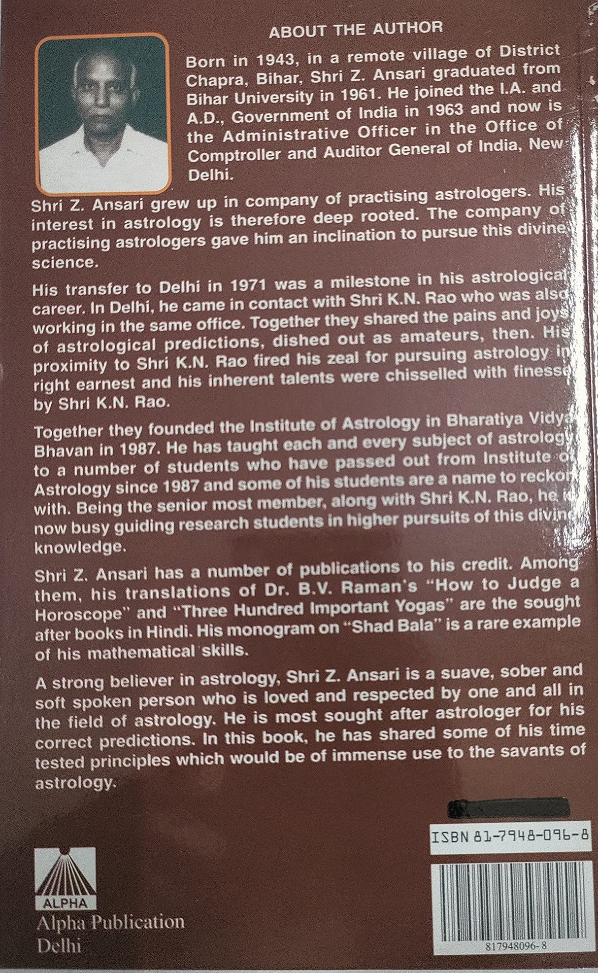 Dasha Nirnay- Vimshottari Dasha A Mystery by Z. Ansari - Paperback [Paperback] Z. Ansari - Retail Maharaj