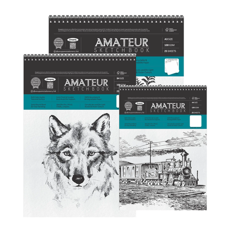 Anupam Amateur Sketchbook 100 GSM Soft Bound Wire-O – Acid Free Cartridge Paper - Retail Maharaj