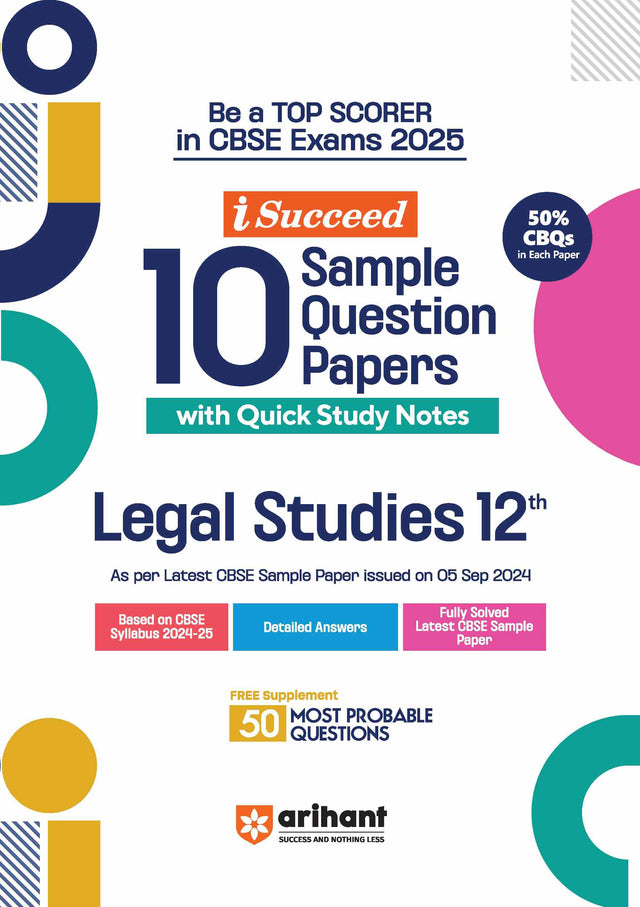 i-Succeed CBSE Legal Studies Class 12th | 10 Sample Question Papers | For CBSE Exams 2025 - Retail Maharaj