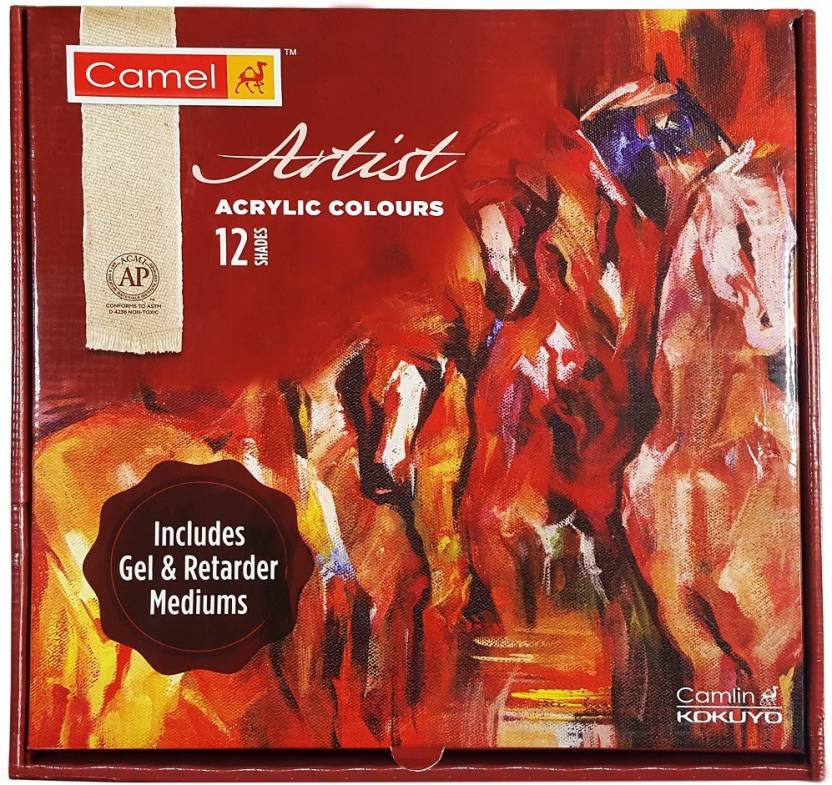 Camel Fluid Acrylic Colours Set of 18 Shades Pouring Ready Vibrant Fluid Paints for Art Canvas Craft and Mixed Media