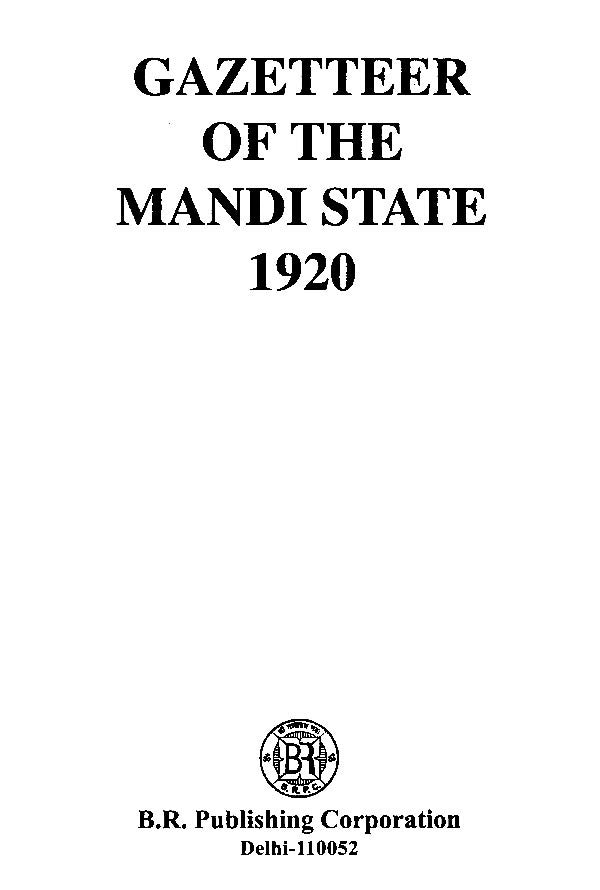 Gazetteer of the Mandi State 1920 - Retail Maharaj