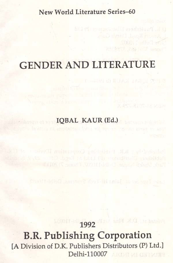 Gender and Literature (An Old and Rare Book) - Retail Maharaj