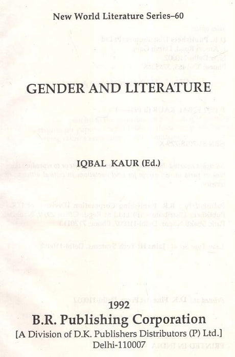 Gender and Literature (An Old and Rare Book) - Retail Maharaj