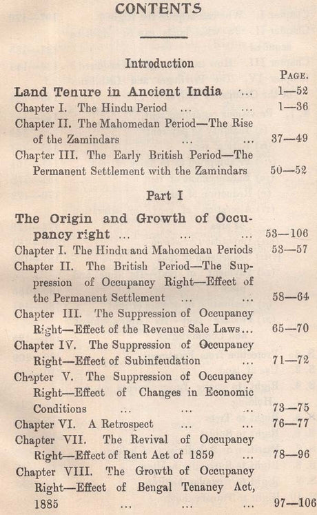 History and Incidents of Occupancy Right- Together with-an Introduction Dealing with Land Tenure in Ancient India (An Old and Rare Book) - Retail Maharaj