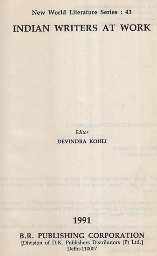Indian Writers at Work (An Old and Rare Book) - Retail Maharaj