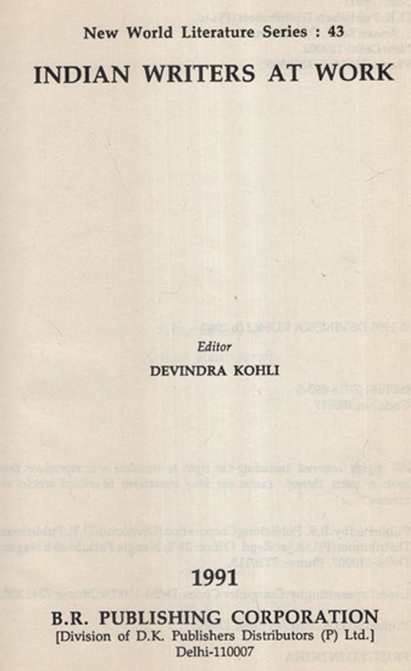 Indian Writers at Work (An Old and Rare Book) - Retail Maharaj