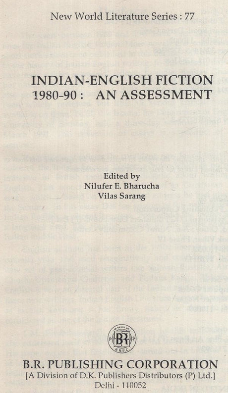Indian English Fiction- An Assessment 1980-90 (An Old and Rare Book) - Retail Maharaj