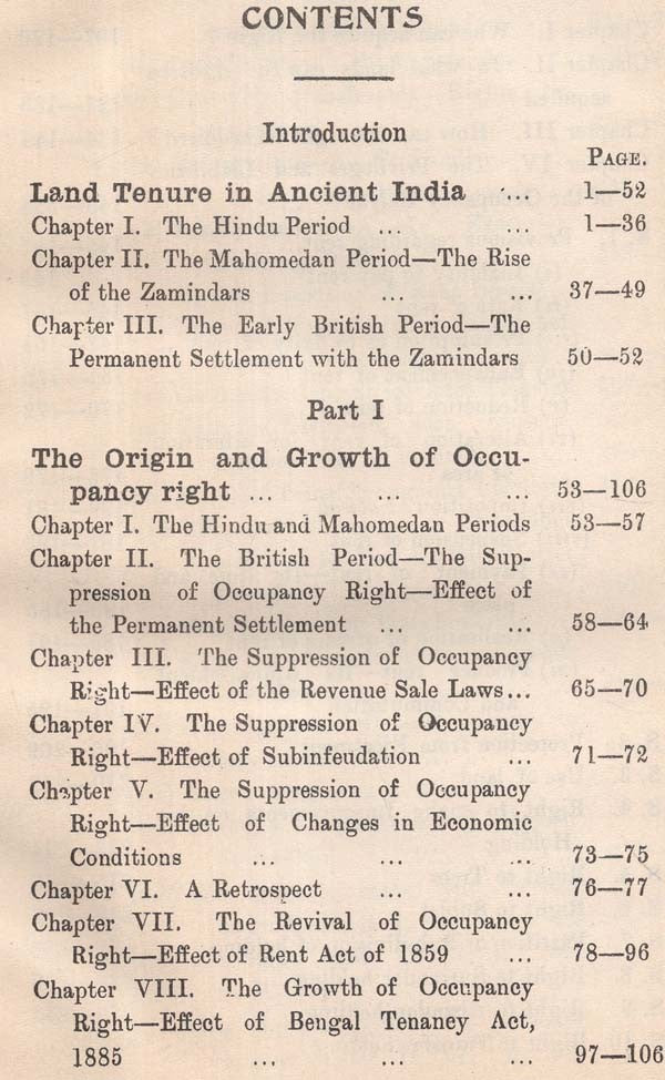 History and Incidents of Occupancy Right- Together with-an Introduction Dealing with Land Tenure in Ancient India (An Old and Rare Book) - Retail Maharaj
