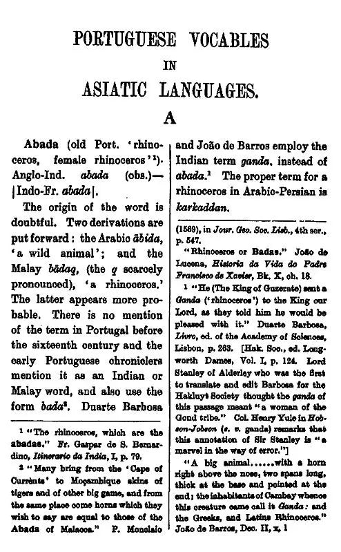 Portuguese Vocables in Asiatic Languages (From the Portuguese Original of Monsignor Sebastiao Rodolfo Dalgado) - Retail Maharaj
