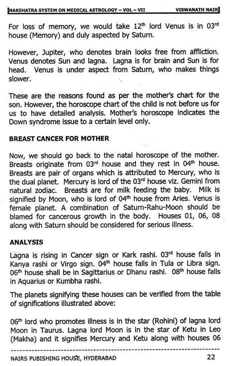 Nakshatra System on Medical Astrology: Remedies Included (Volume 7) [English] By MK Viswanath Nair - Retail Maharaj