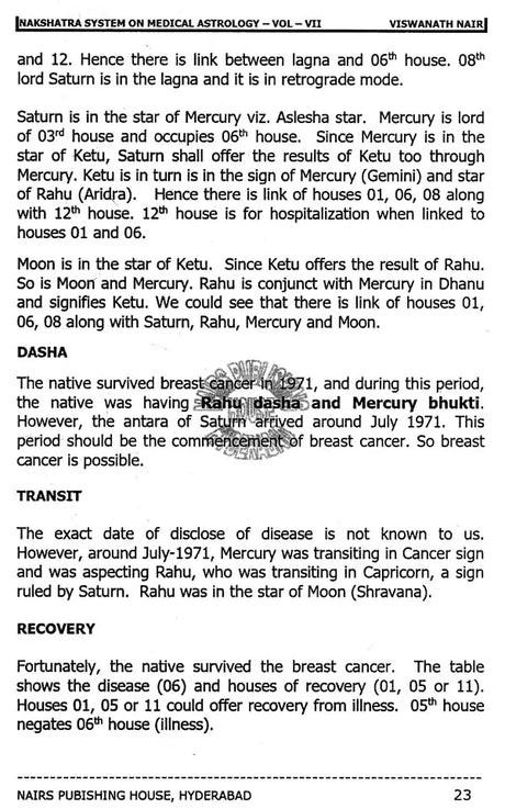 Nakshatra System on Medical Astrology: Remedies Included (Volume 7) [English] By MK Viswanath Nair - Retail Maharaj
