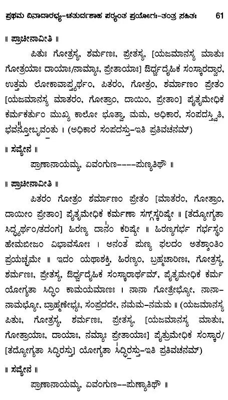 Yajurvedic Pitrimedhika Experiment (with First Dinadar-Chaturdah Stage Experiment-Tantra)- Kannada - Retail Maharaj