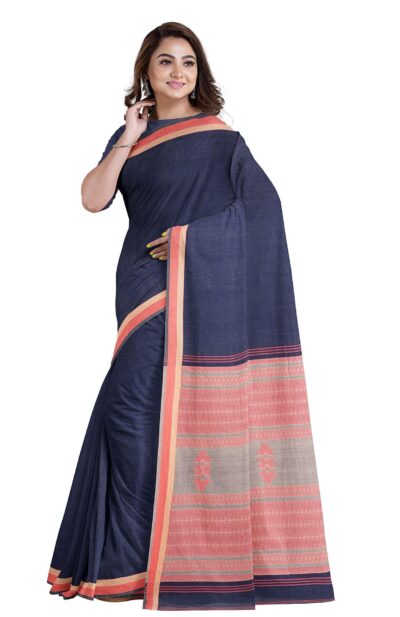 Handwoven Tangail Cotton-Silk Saree with Tassel