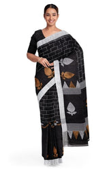 Linen Jamdani Saree – Black