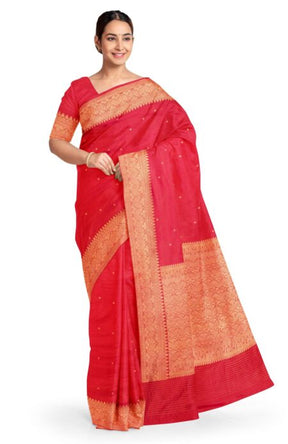 Red Tangail Silk Saree - Retail Maharaj