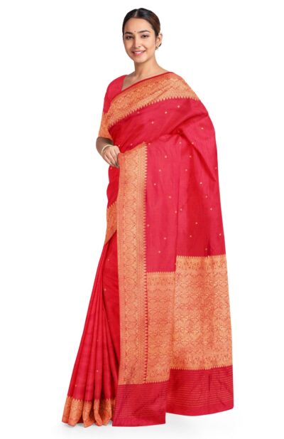 Red Tangail Silk Saree - Retail Maharaj