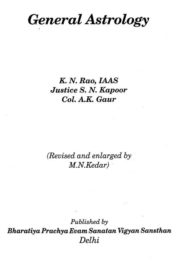 General Astrology (PB) [Paperback] K N Rao/ S N Kapoor/ A K Gaur - Retail Maharaj