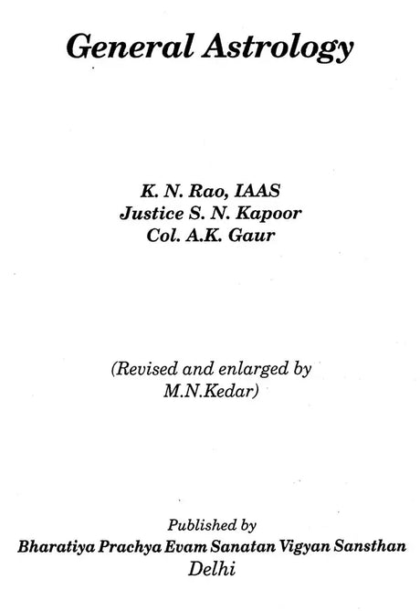 General Astrology (PB) [Paperback] K N Rao/ S N Kapoor/ A K Gaur - Retail Maharaj