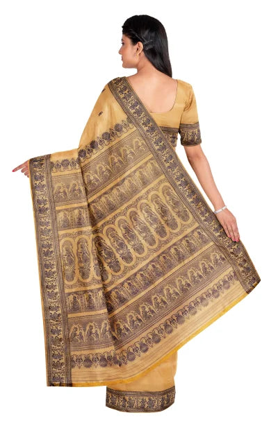 Baluchari Silk Saree – Beige - Retail Maharaj
