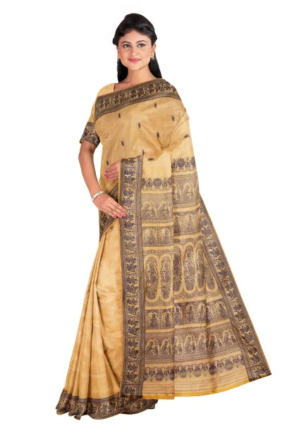 Baluchari Silk Saree – Beige - Retail Maharaj